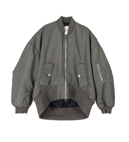 OVERSIZED CURVED HEM BOMBER JACKET STEEL