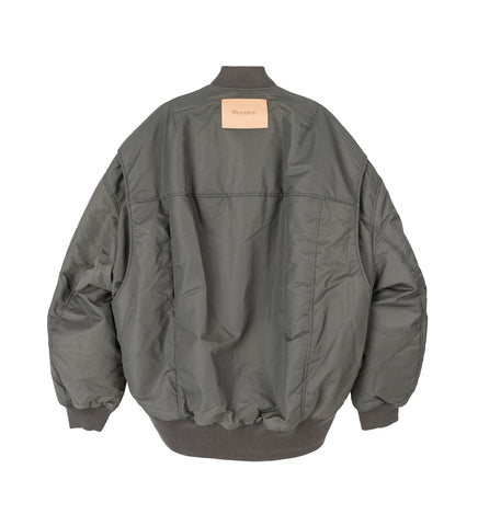 OVERSIZED CURVED HEM BOMBER JACKET STEEL