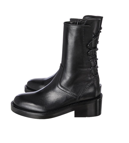 HENRICA LACED BACK ANKLE BOOTS BLACK