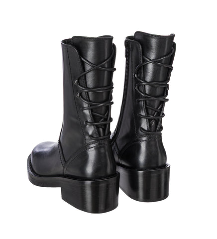HENRICA LACED BACK ANKLE BOOTS BLACK