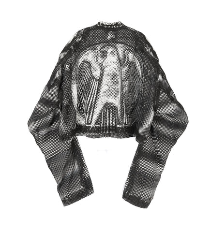 DENIM MOTORCYCLE JACKET WHITE/BLACK