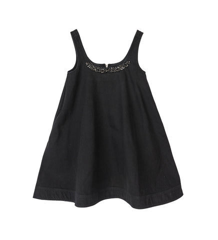 A-LINE MINI DRESS W/EMB BLACK/JET
