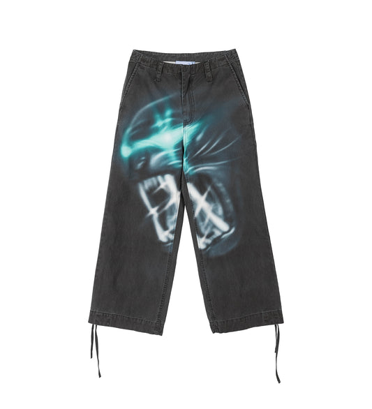 WIDE LEG JEANS BLACK/TEAL
