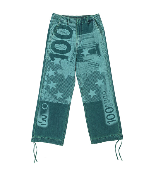 WIDE LEG JEANS INDIGO/GREEN
