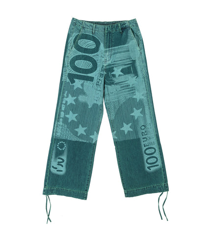 WIDE LEG JEANS INDIGO/GREEN