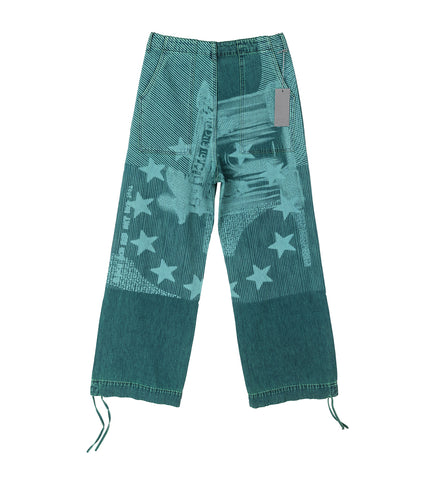 WIDE LEG JEANS INDIGO/GREEN