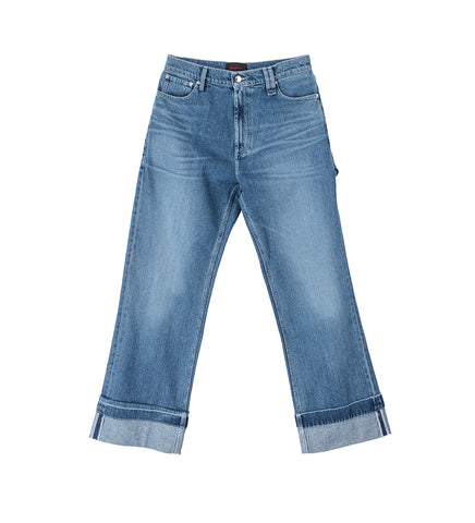 STRAIGHT LEG JEANS W/EMB INDIGO