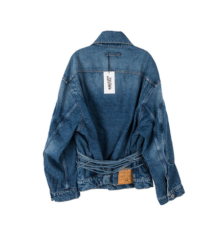 LACING DENIM JACKET VINTAGE BLUE