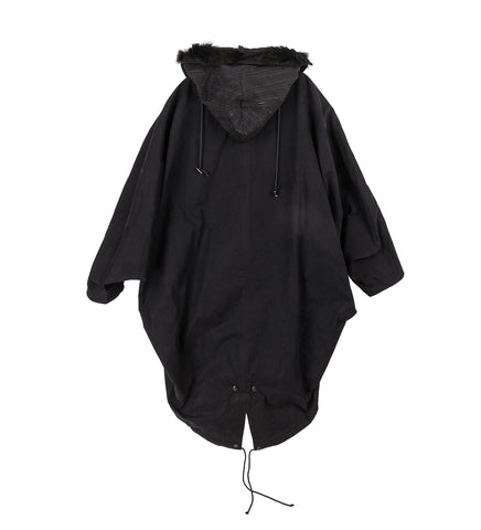 BITTERN HOODED PONCHO ONYX BLACK