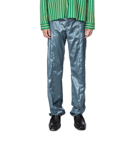 NARROW FRONT TROUSER WET LOOK PETROL