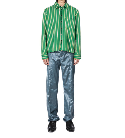 NARROW FRONT TROUSER WET LOOK PETROL