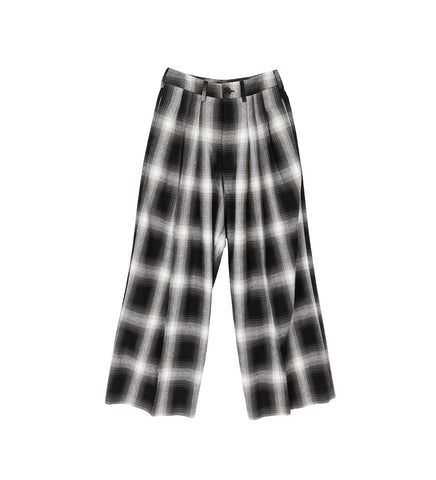 CHECK PLEATED PANTS WHITE/BLACK