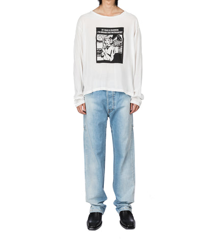 BACK CUT DENIM PANTS BLUE