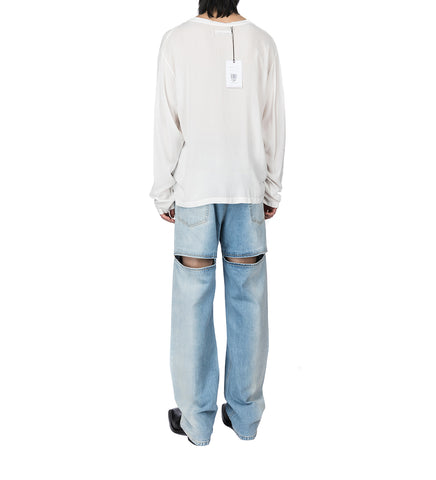 BACK CUT DENIM PANTS BLUE