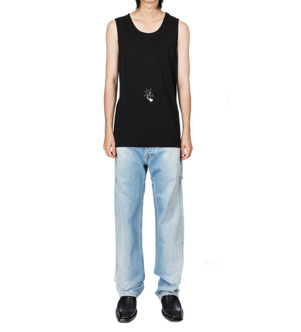 BACK CUT DENIM PANTS BLUE