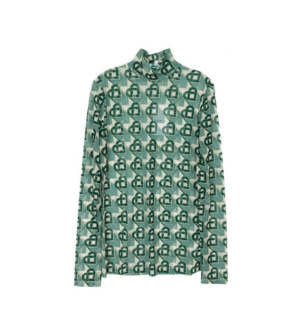CASABLANCA PRINTED MESH TOP HEART MONOGRAMME GREEN