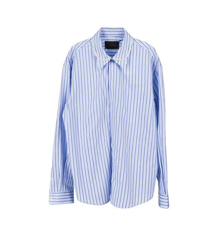 CLASSIC CONCEALED BUTTON SHIRT W/ EMB. PALE BLUE