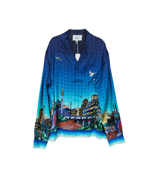 CASABLANCA CUBAN COLLAR LONG SLEEVE SHIRT THE NIGHT VIEW