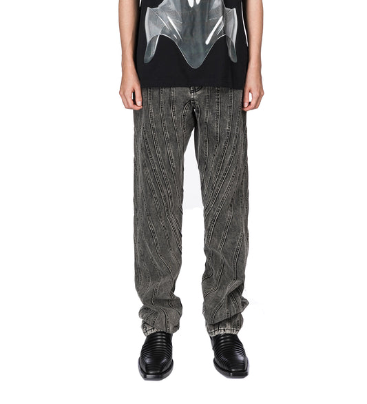 SPIRAL BAGGY JEANS WASHED BLACK