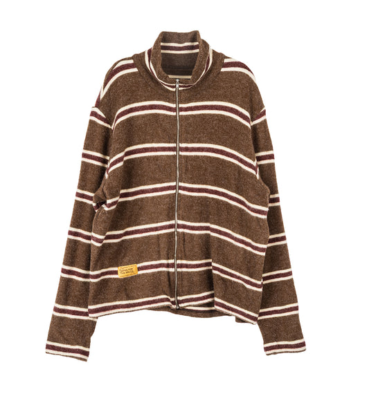ZIP UP FUNNEL CARDIGAN BROWN