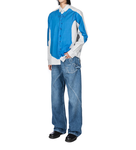 CLAY TROMPE L'OEIL PRINT SHIRT LIGHT GREY/BLUE