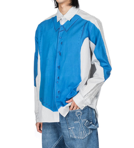 CLAY TROMPE L'OEIL PRINT SHIRT LIGHT GREY/BLUE