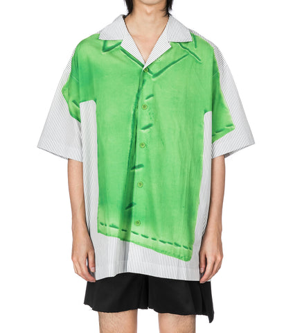 CLAY TROMPE L'OEIL PRINT SHORT SLEEVE SHIRT LIGHT GREY/GREEN