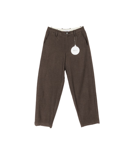 GOODFIGHT FLORIDER TROUSERS BRUSHED CHECK BROWN HERRINGBONE