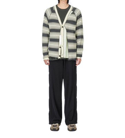 LAYERED WAFFLE KNIT CARDIGAN CHARCOAL/MINT