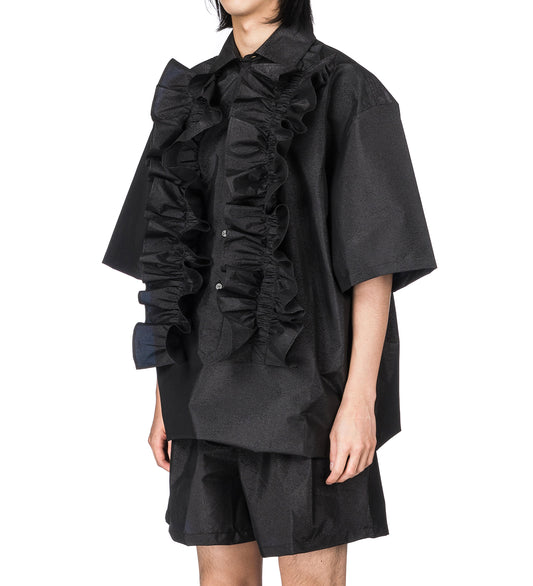 RUFFLE SHIRT COMBI SHORTS BLACK