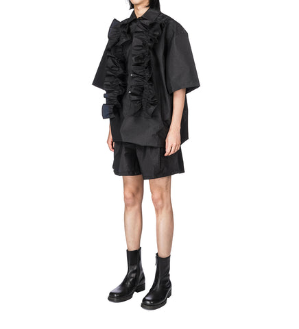 RUFFLE SHIRT COMBI SHORTS BLACK