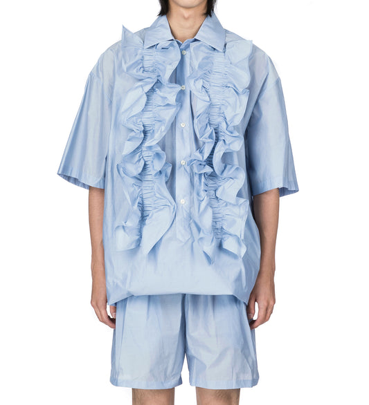 RUFFLE SHIRT COMBI SHORTS LIGHT BLUE