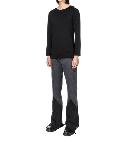 RUFFLE LONG SLEEVE BLACK