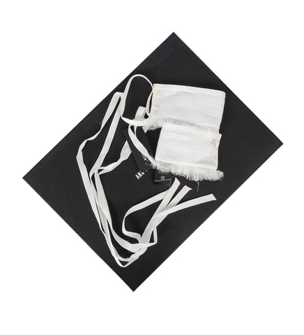 DANTE CUFFS WITH RAW EDGE RUFFLES NATURAL WHITE