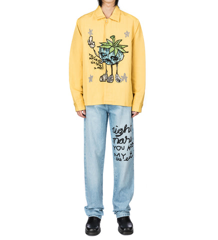 SMOKE STRAWBABIES BEADED SHIRT YELLOW