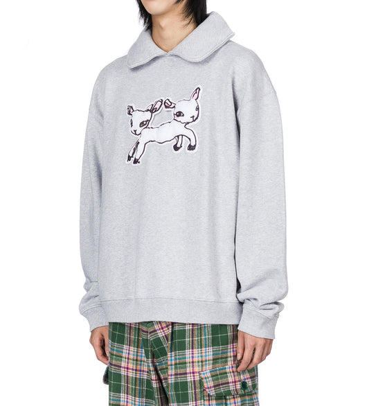 PADDED COLLAR CREWNECK GREY