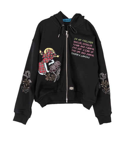 FEELINGS PANIC ZIP HOODIE BLACK