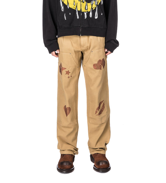 SH4U DOUBLE KNEE PANTS DARK BEIGE