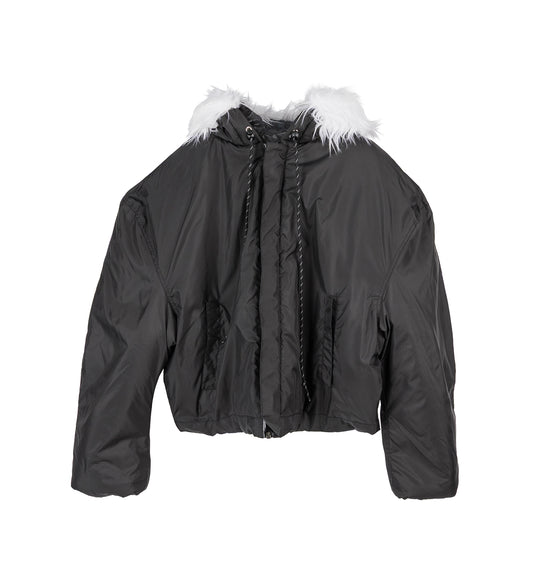 FUR PUFFER JACKET BLACK