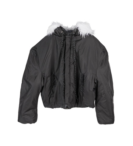 FUR PUFFER JACKET BLACK