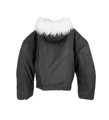 FUR PUFFER JACKET BLACK