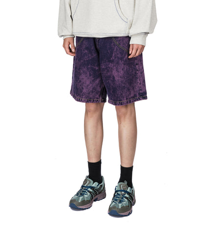 ACID WASH DENIM SHORTS PURPLE