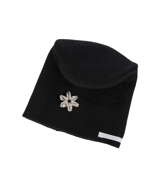 STRIPED WOOL BEANIE BLACK