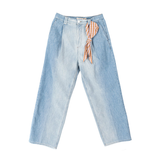 CHAMBRAY JEANS WITH FOULARD LIGHT BLUE