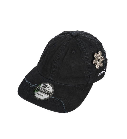 DISTRESSED COTTON SPORT HAT BLACK