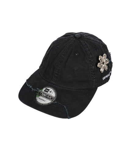 DISTRESSED COTTON SPORT HAT BLACK