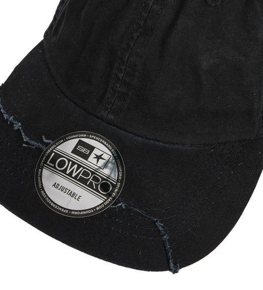DISTRESSED COTTON SPORT HAT BLACK