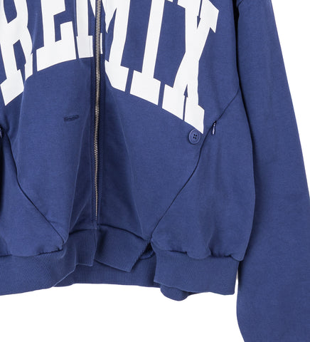 REMIX ZIP UP HOODIE BLUE