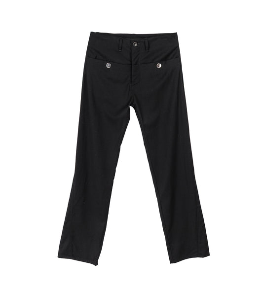 BUTTON WOOL TROUSER BLACK