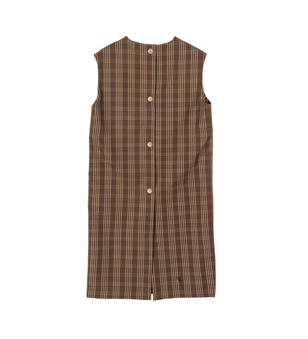 CHECK SUITING DRESS BROWN
